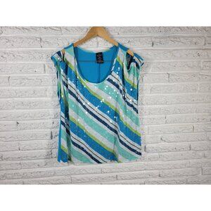 Faded Glory Womens Top 2X Plus Tee Cold Shoulder Poly Blend Blue STR43XE